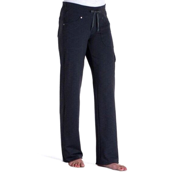 Kuhl Pants - Kuhl Womens Mova Pants Size 14 Regular Black Straight Leg Drawstring Cargo